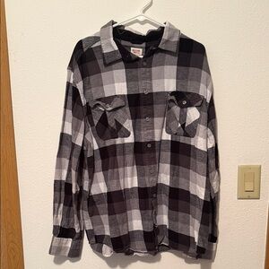 Mossimo Supply Co. Black & Gray Plaid Button-Down Shirt
